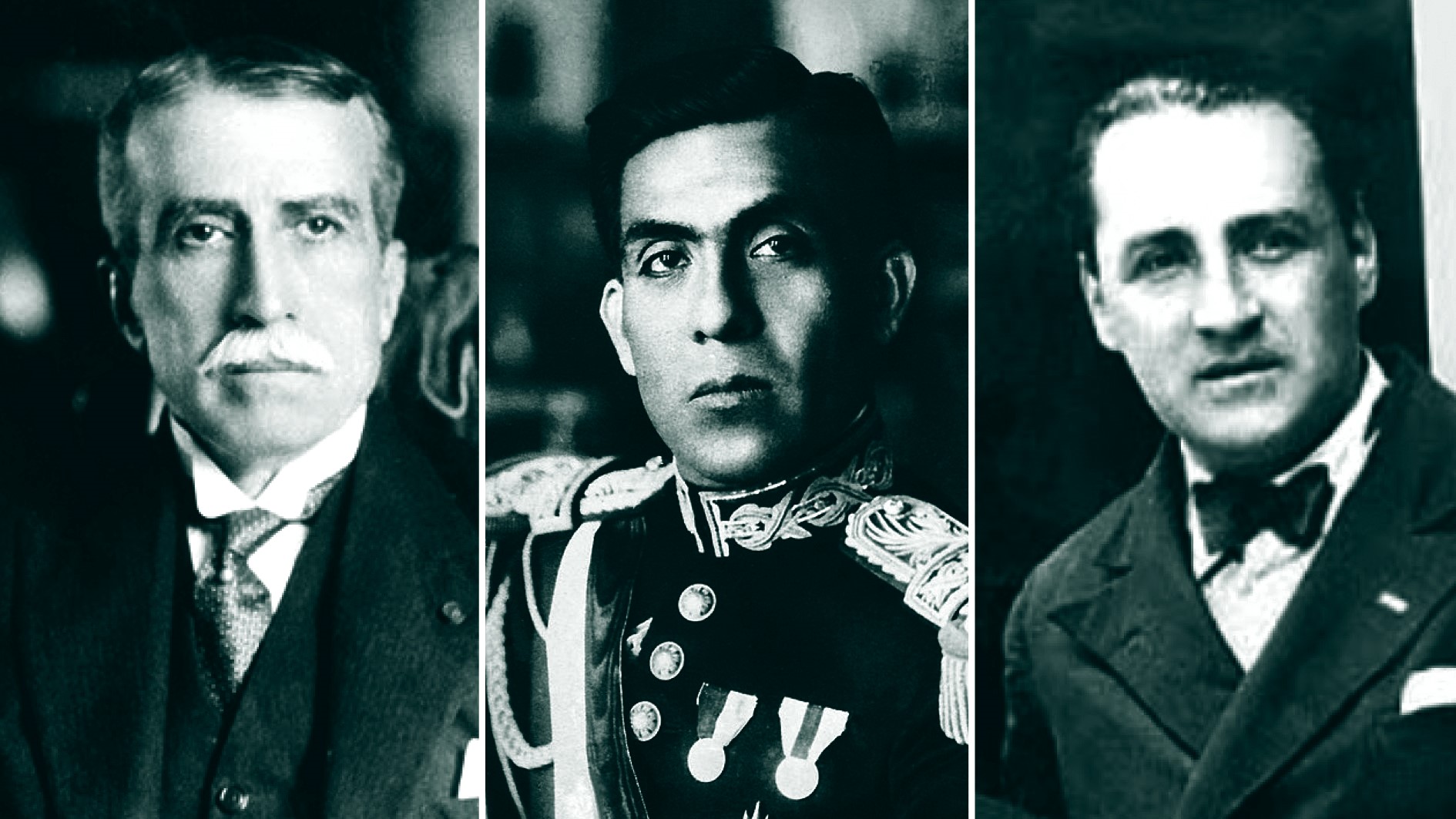 Augusto B. Leguía, Luis M. Sánchez Cerro y Víctor Raúl Haya de la Torre.