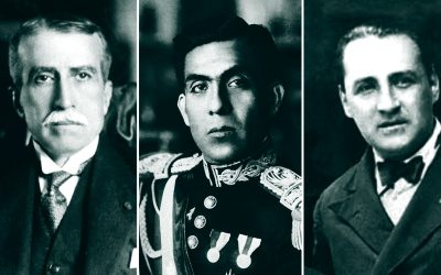 Augusto B. Leguía, Luis M. Sánchez Cerro y Víctor Raúl Haya de la Torre.